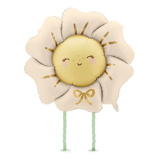 Folieballon Blomst med Ben Beige