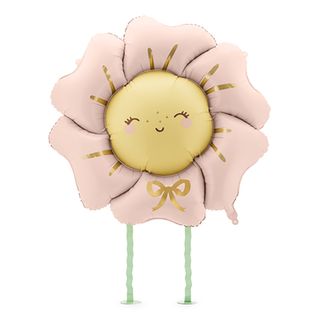 Folieballon Blomst med Ben Lyserød
