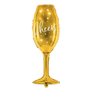 Folieballon Cheers Champagneglas Guld
