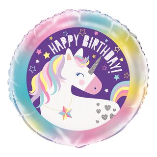 Folieballon Happy Birthday Unicorn