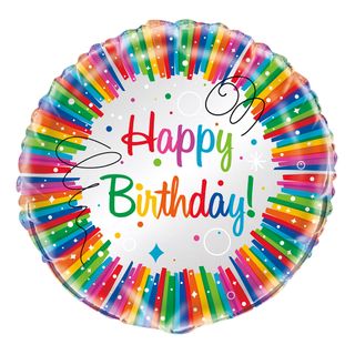 Folieballon Happy Birthday Regnbue