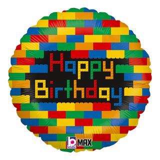 Folieballon Happy Birthday Byggeklodser