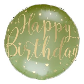 Folieballon Happy Birthday Grøn/Guld