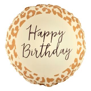 Folieballon Happy Birthday Leopardmønster