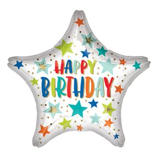 Folieballon Mini Happy Birthday Stjerne