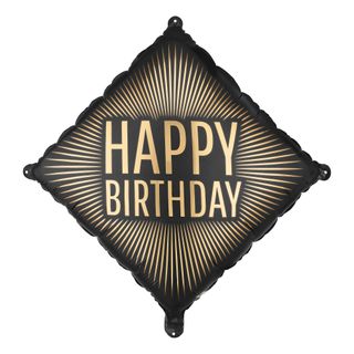 Folieballon Happy Birthday Sort/Guld