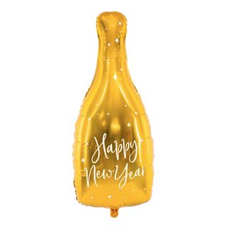 Folieballon Happy New Year Flaske Guld