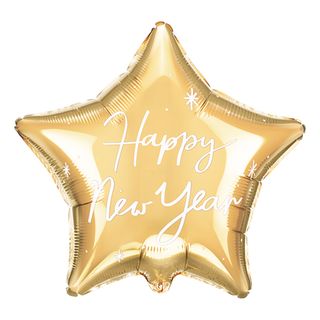 Folieballon Happy New Year Guld Stjerne