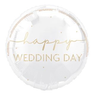 Folieballon Happy Wedding Day Hvid