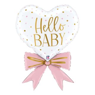 Folieballong Hjerte Pink Baby Bow