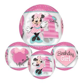 Folieballon Orbz 1st Birthday Minnie Mouse