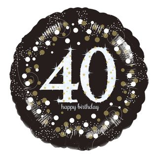 Folieballon Rund Sparkling Birthday 40