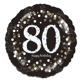 Folieballon Rund Sparkling Birthday 80