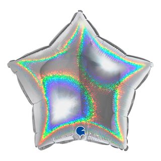 Folieballon Stjerne Glitter Sølv