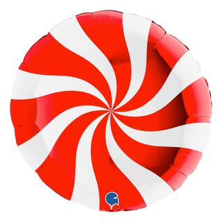 Folieballon Swirly Hvid/Rød