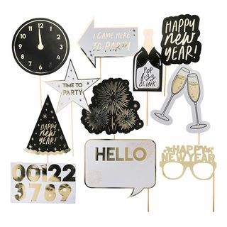 Valokuvausrekvisiitta Happy New Year Musta/Kulta