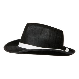 Gangsterhat Sort med Hvidt Bånd