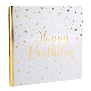 Gæstebog Happy Birthday Hvid/Guld