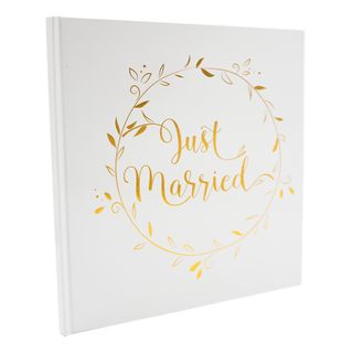 Gæstebog Just Married Hvid/Guld