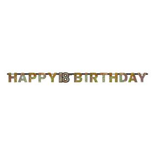 Guirlande 18 Happy Birthday Guld Glitter