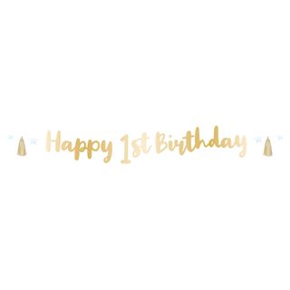 Guirlande Happy 1st Birthday Blå/Guld