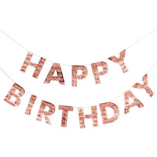 Guirlande Happy Birthday Fringe Roséguld