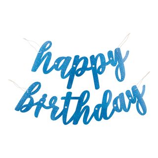 Guirlande Happy Birthday Blå Glitrende