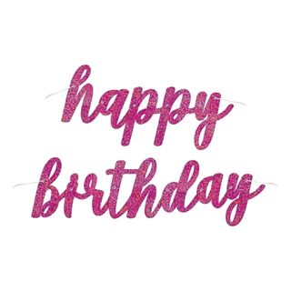 Guirlande Happy Birthday Pink/Glitter