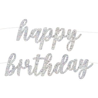 Guirlande Happy Birthday Sølvskinnende