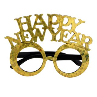 Briller Happy New Year Guld