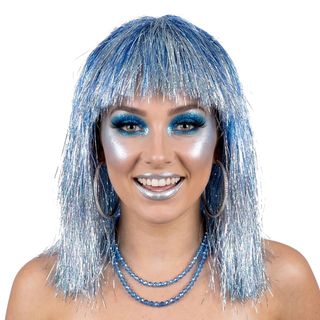 Glitterperuukki Sininen/Hopea