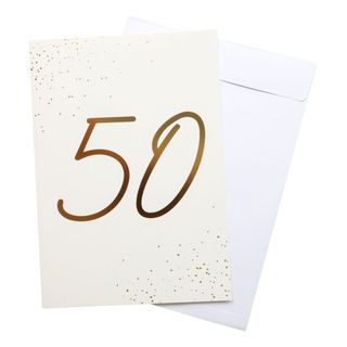 Gratulationskort Guld 50 med Kuvert