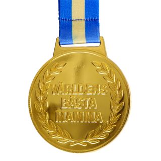 Maailman Parhaan Äidin Kultamitali Sinikeltaisella Nauhalla