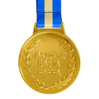 Guldmedalje Verdens Bedste Far med Blågult Bånd