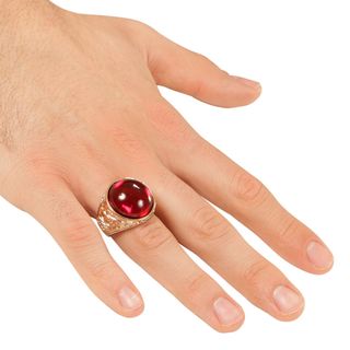 Guldring med Rød Sten