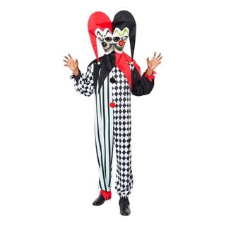 Uhyggeligt Two-Face Gyckler Kostume