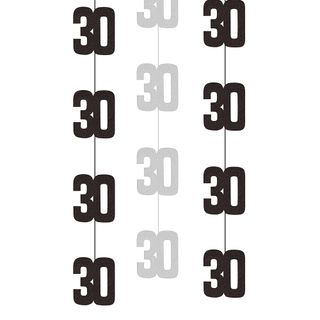 Hængende Dekorationer 30 Sort/Sølv