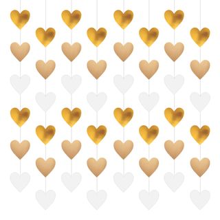 Hængende Hjerter Guld/Hvid Loftsdekorationer
