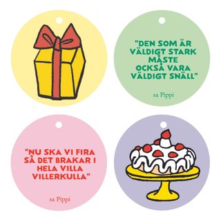 Hængeetiketter Pippi Langstrømpe