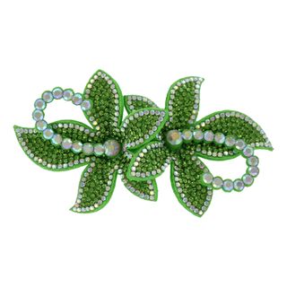 Hårspänne Blommor med Strass Grön Deluxe