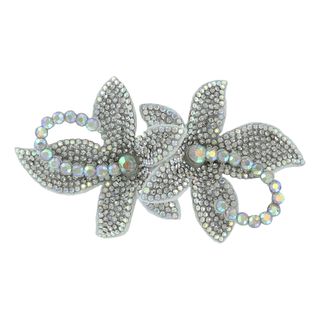Hårspenne Blomster med Strass Sølv Deluxe