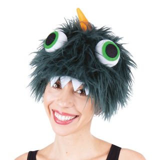 Hat Plysset Monster Mørkegrøn