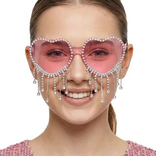 Hjertebriller med Strass Rosa