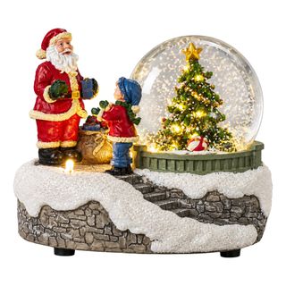 Juledekorasjon Winterville Snøkule med Nisse LED