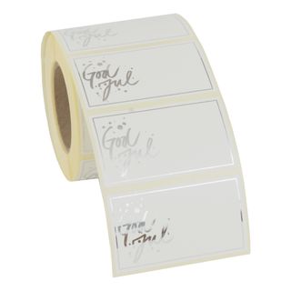 Juletiketter God Jul på Rulle Silver