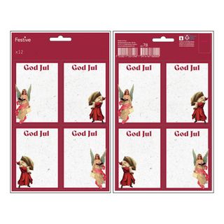 Juletiketter God Jul Röd