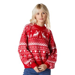 Julerens Rød Oversize Juletrøje Dame