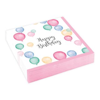 Kaffeservietter Balloner Happy Birthday Pastel