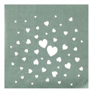 Kaffeservietter Hjerter Dusty Green
