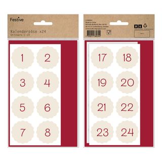 Julekalender DIY med stickers rød